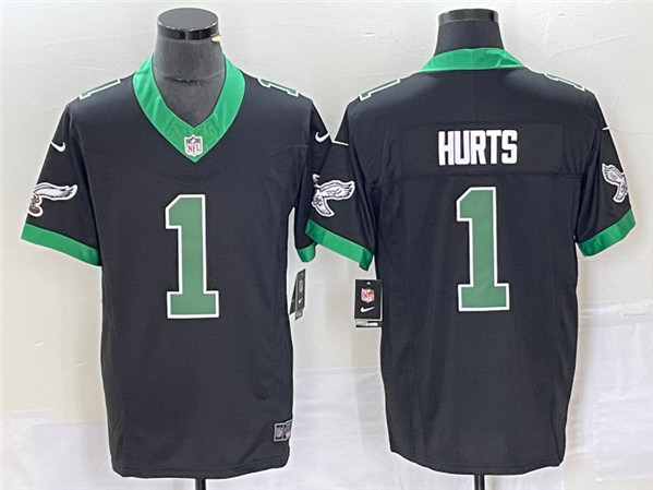 Men's Philadelphia Eagles #1 Jalen Hurts Black 2023 F.U.S.E. Vapor Untouchable Stitched Football Jersey